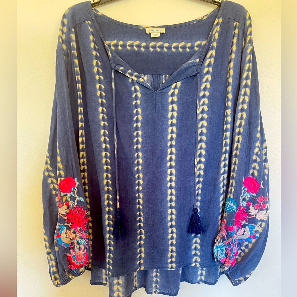 Sundance Blouse with Embroidered Sleeves